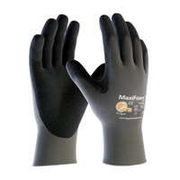 ULTRA LIGHTWEIGHT SEAMLESS KNIT NYLON GLOVE WITH NITRILE COATED MICROFOAM GRIP ON PALM & FINGERS
